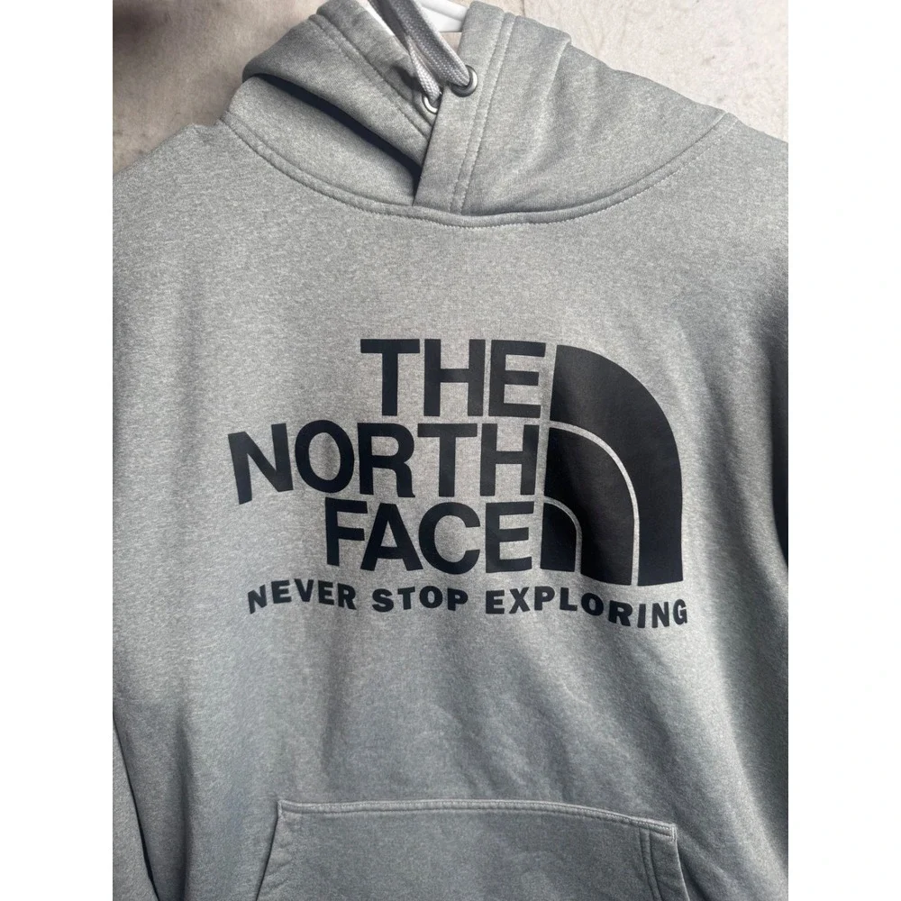 The North Face Mens Never Stop Exploring Logo Hoodie Heather Gray Polyester 8430